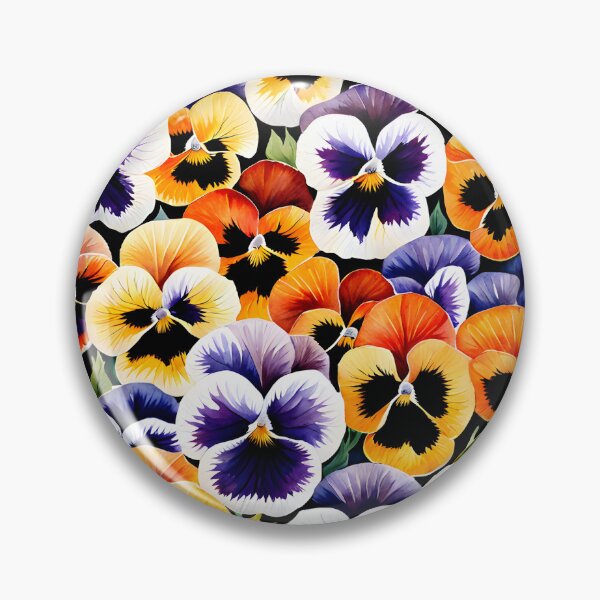 Item preview, Watercolor picture of Lavender, Orange, Apricot and Mahogany Pansy Flowers designed and sold by Petalandfur.