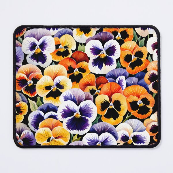 Item preview, Watercolor picture of Lavender, Orange, Apricot and Mahogany Pansy Flowers designed and sold by Petalandfur.