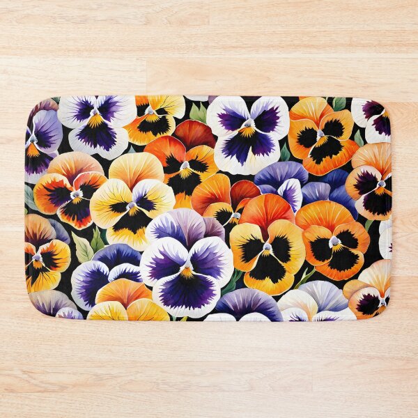 Item preview, Watercolor picture of Lavender, Orange, Apricot and Mahogany Pansy Flowers designed and sold by Petalandfur.