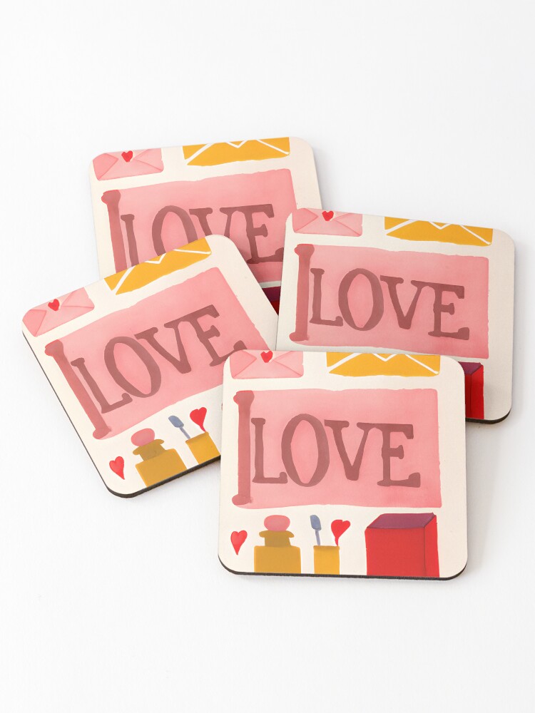 Thumbnail 1 of 5, Coasters (Set of 4), Romantic Rhapsody designed and sold by LustigFox.
