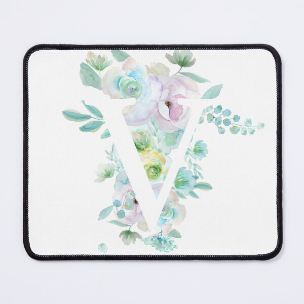 Artikelvorschau, Botanisches Alphabet V, grüne und violette Blumen, handgemalt entworfen und verkauft von ColorandColor.