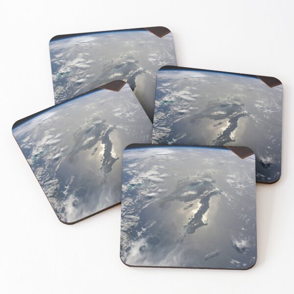 Item preview, STK204438S-The island of Hispaniola with sunglint illuminating the peninsula of Haiti. designed and sold by StocktrekImages.