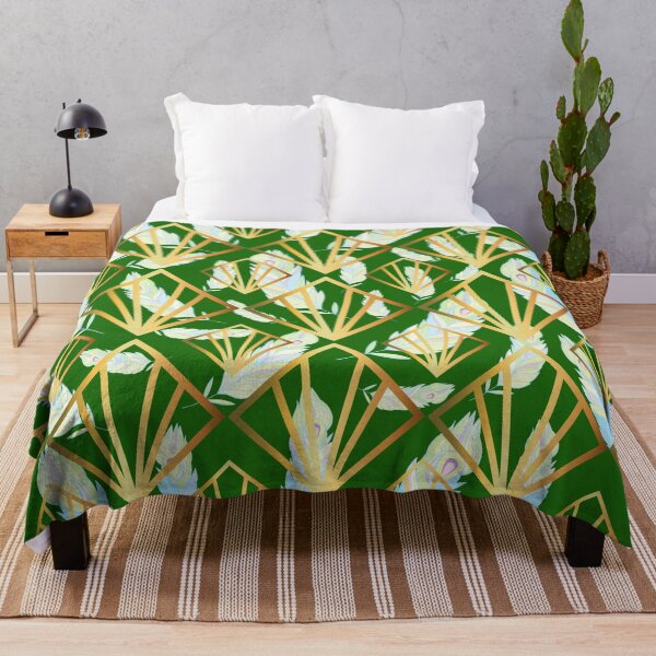 Item preview, Green Art Deco Pattern Feathers and Ornaments designed and sold by ArDecoS.