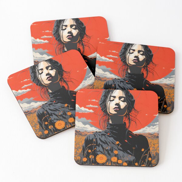 Item preview, Contemplation in Red - Woman among Marigolds designed and sold by Pati-Design.