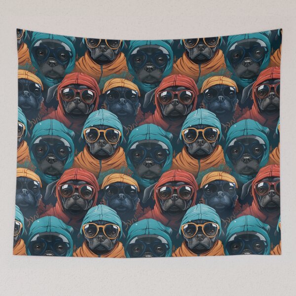 Item preview, "Pugs 4 Life" - Seamless urban dog artwork  designed and sold by NevernotmeUK.
