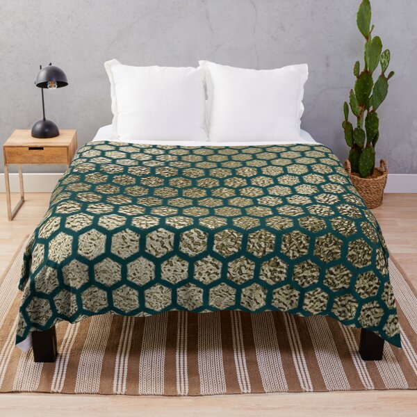 Item preview, Art Deco Honeycomb Gold Circle Illusion on Teal Background designed and sold by ArDecoS.