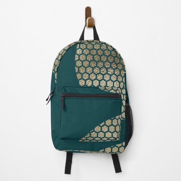 Item preview, Art Deco Honeycomb Gold Circle Illusion on Teal Background designed and sold by ArDecoS.