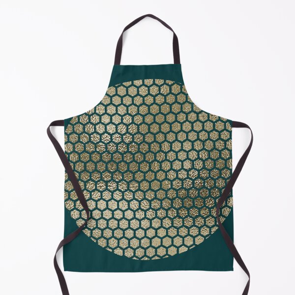 Item preview, Art Deco Honeycomb Gold Circle Illusion on Teal Background designed and sold by ArDecoS.
