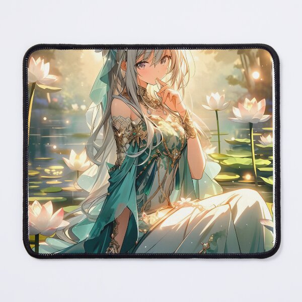 Item preview, Fantasy anime princess in lake with water lilies art designed and sold by TheArtistOf2022.