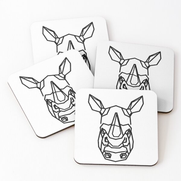 Item preview, logo rhinoceros head graphics drawing black and white black line work of art simplicity rhinoceros t-shirt, animal print dress, picture backpack designed and sold by gulka8.