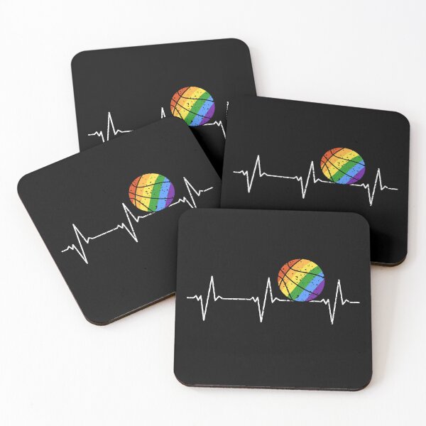 Item preview, I Love Basketball Heartbeat LGBT Rainbow Flag design designed and sold by venomousvector.