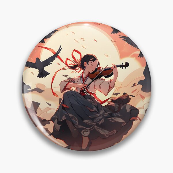 Item preview, Violin anime girl playing violin on roof with birds flying art designed and sold by TheArtistOf2022.