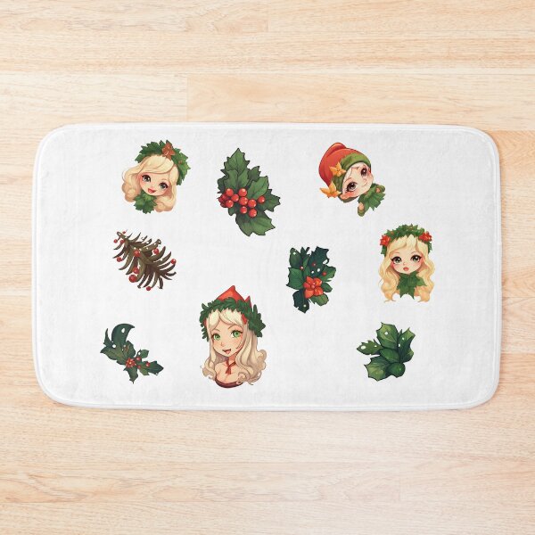 Item preview, Adorable Elf Faces in a Garden of Christmas Plants designed and sold by WickedFairySt.