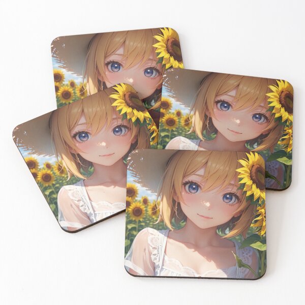 Item preview, Anime country girl in fields of sunflowers art designed and sold by TheArtistOf2022.