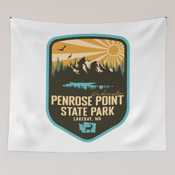 Item preview, Penrose Point State Park Washington - WA Retro Badge Forest and Wilderness  designed and sold by mountainfad.