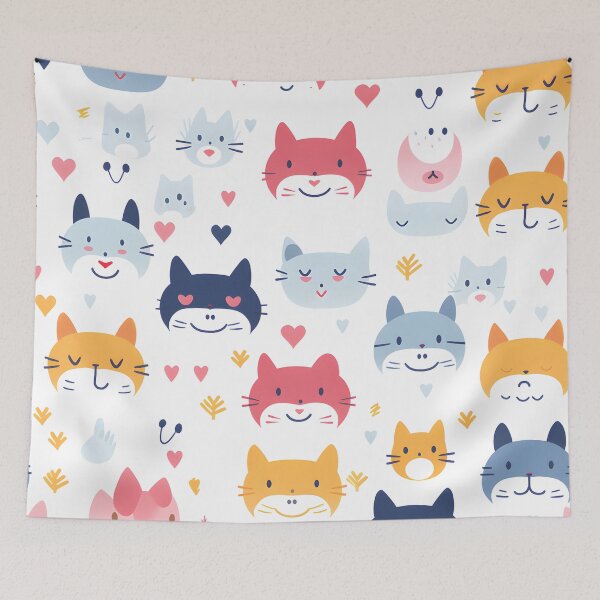 Item preview, Charming Cat Faces Pattern for Playful Decor designed and sold by VectorPlace.