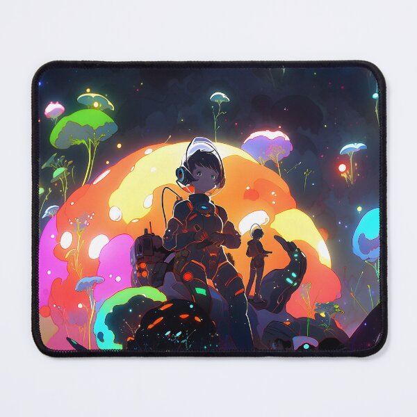Item preview, Neon Anime girl in space with floating plants by art designed and sold by TheArtistOf2022.