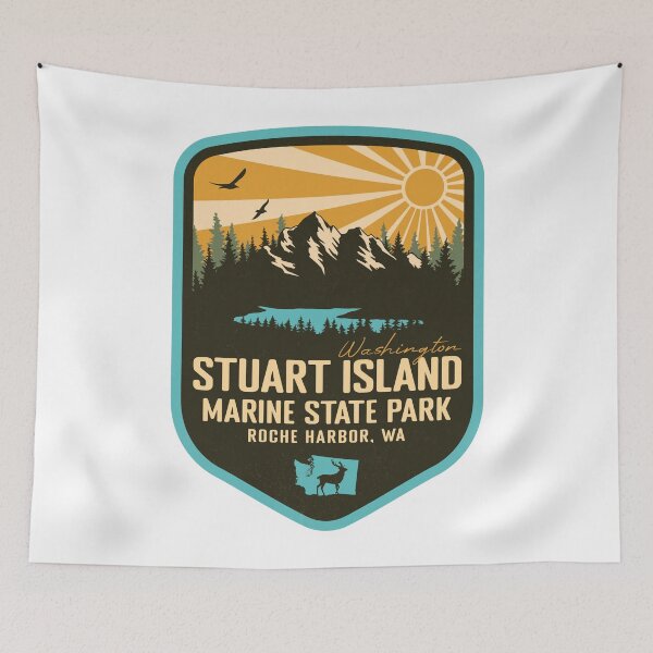 Item preview, Stuart Island Marine State Park Washington - WA Retro Badge Forest and Wilderness  designed and sold by mountainfad.