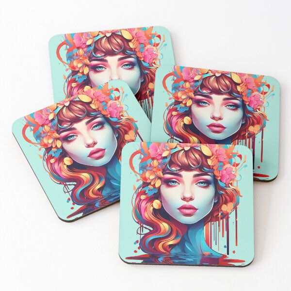 Item preview, Woman emerging from water abstract retro 80s design designed and sold by BorgSpareParts.
