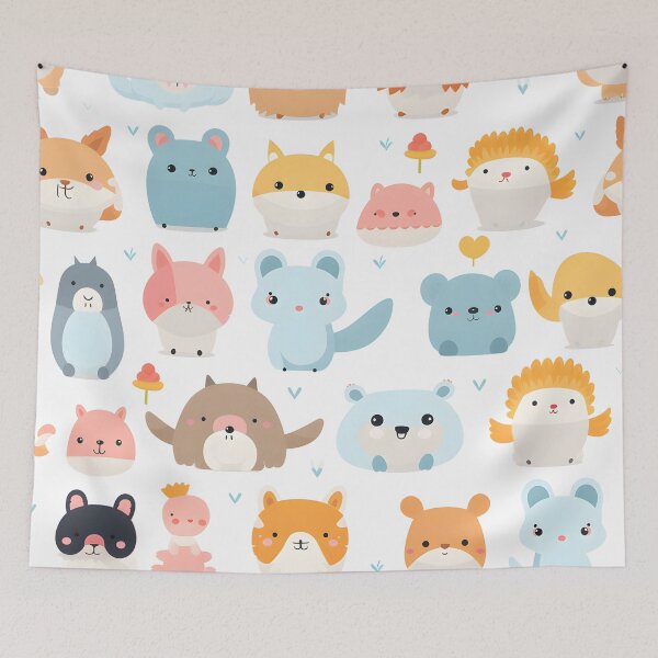 Item preview, Joyful Kawaii Creatures Pattern for Creative Spaces designed and sold by VectorPlace.