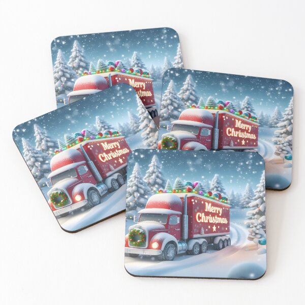 Item preview, Merry Christmas truck designed and sold by AI-Only Creations.