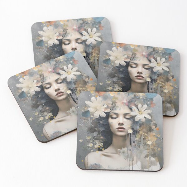 Item preview, Goddess with Pastel Petals and Concrete Geometry - an Urban Botanic Abstraction designed and sold by Dazzling Studio Art.
