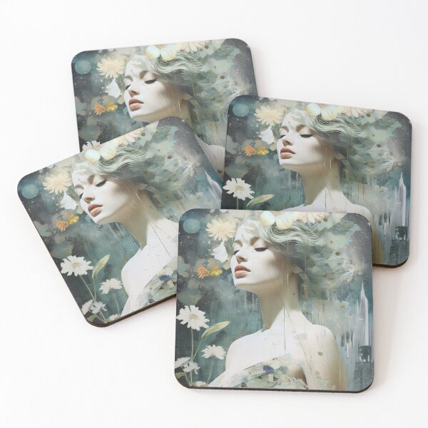 Item preview, Goddess with Pastel Petals and Concrete Geometry - an Urban Botanic Abstraction designed and sold by Dazzling Studio Art.