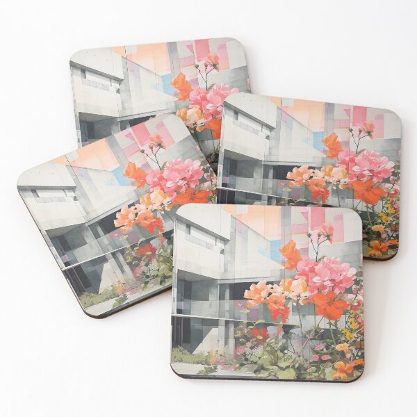 Item preview, Pastel Petals and Concrete Geometry - an Urban Botanic Abstraction designed and sold by Dazzling Studio Art.