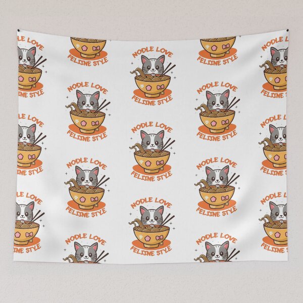 Item preview,  Noodle Love Feline Style Cute Cats designed and sold by mhams  ⭐️⭐️⭐️⭐️⭐️.