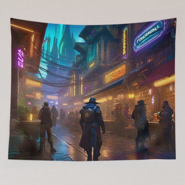 Item preview, Dinner in Lowtown Noodle Market - Cyber City Scene designed and sold by Delerat7.