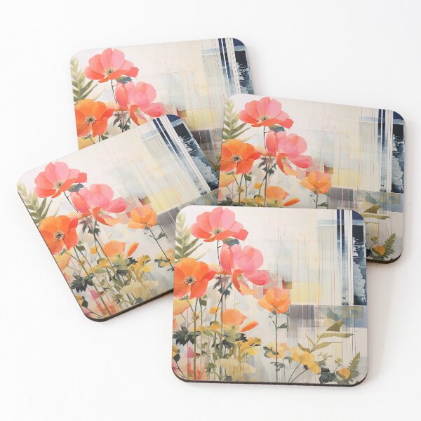 Item preview, Pastel Petals and Concrete Geometry - an Urban Botanic Abstraction designed and sold by Dazzling Studio Art.