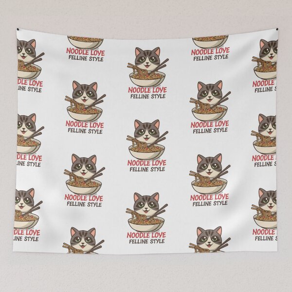 Item preview, Noodle Love Feline Style Cute Cats designed and sold by mhams  ⭐️⭐️⭐️⭐️⭐️.