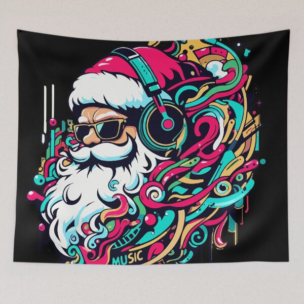 Item preview, Santa Claus with headphones on his ears listening to music.  designed and sold by Lukasz Kobylka.