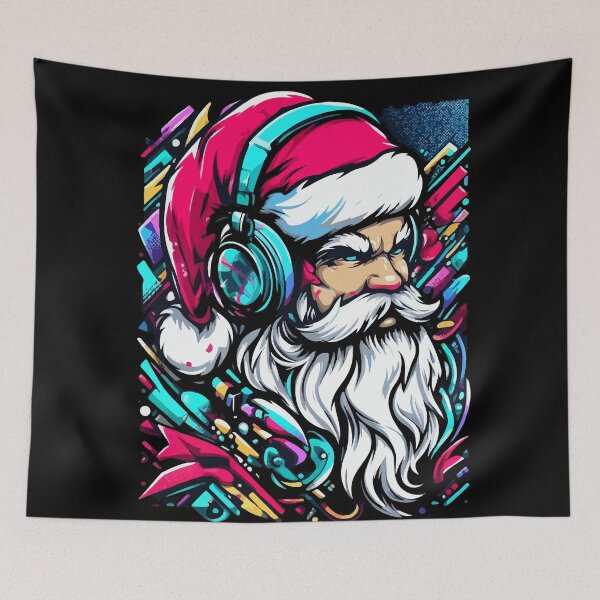 Item preview, Santa Claus with headphones on his ears listening to music.  designed and sold by Lukasz Kobylka.