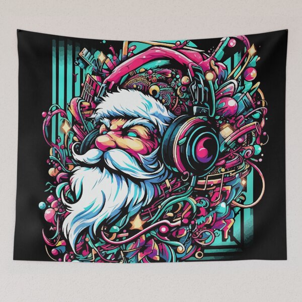 Item preview, Santa Claus with headphones on his ears listening to music.  designed and sold by Lukasz Kobylka.