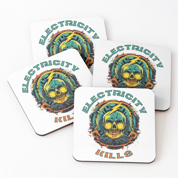 Item preview, Electricity kills skull warning designed and sold by signenordic.