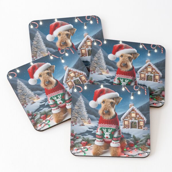 Item preview, Christmas Airedale Terrier In A Winter Wonderland designed and sold by ZenEverAI.