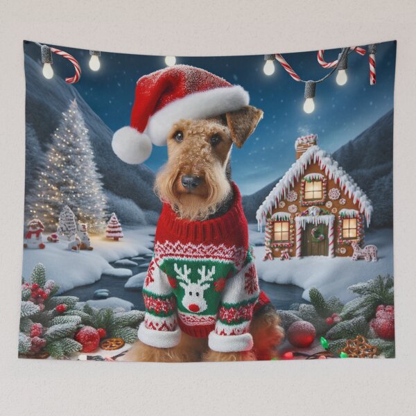 Artikelvorschau, Weihnachten Airedale Terrier in einem Winterwunderland entworfen und verkauft von ZenEverAI.
