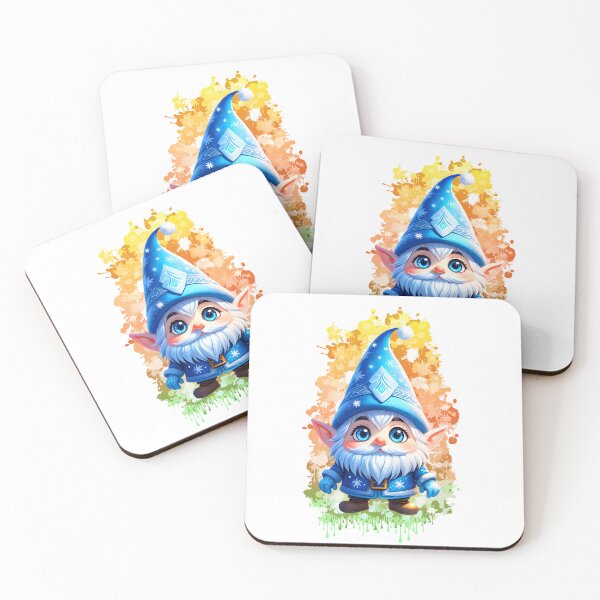 Item preview, Blue winter gnome with splash art background designed and sold by Biberwerke.