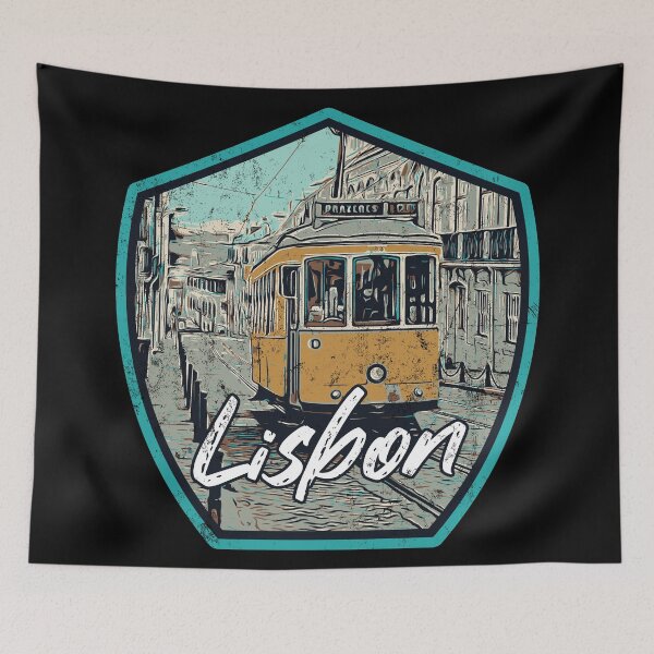 Item preview, Lisbon Iconic Tramway and Street Illustration designed and sold by Lemomo-artworks.