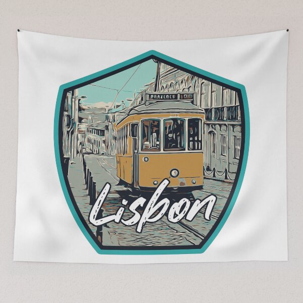 Item preview, Lisbon Iconic Tramway and Street Illustration designed and sold by Lemomo-artworks.