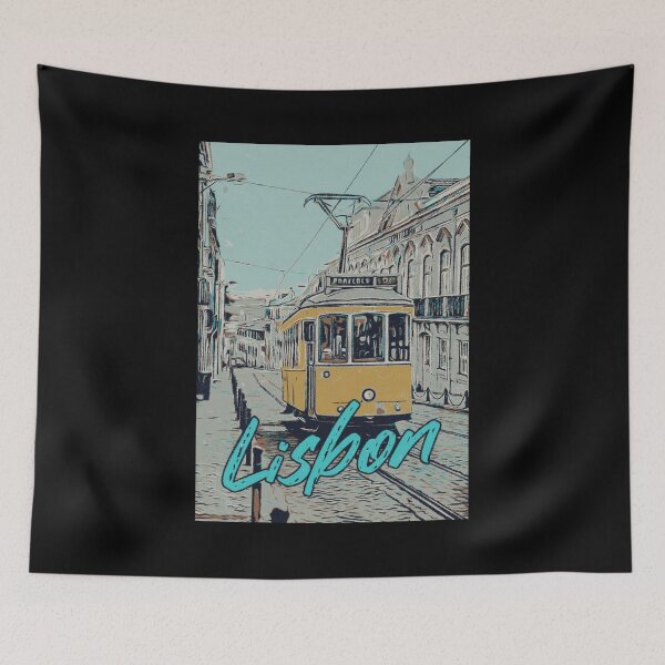 Item preview, Lisbon Iconic Tramway and Street Illustration designed and sold by Lemomo-artworks.