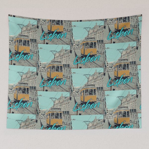 Item preview, Lisbon Iconic Tramway and Street Illustration designed and sold by Lemomo-artworks.