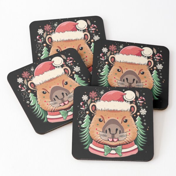 Item preview, Capybara Christmas Style in a Santa Claus Hat and Outfit with Green Christmas Bow Tie designed and sold by VoyteksDesigns.