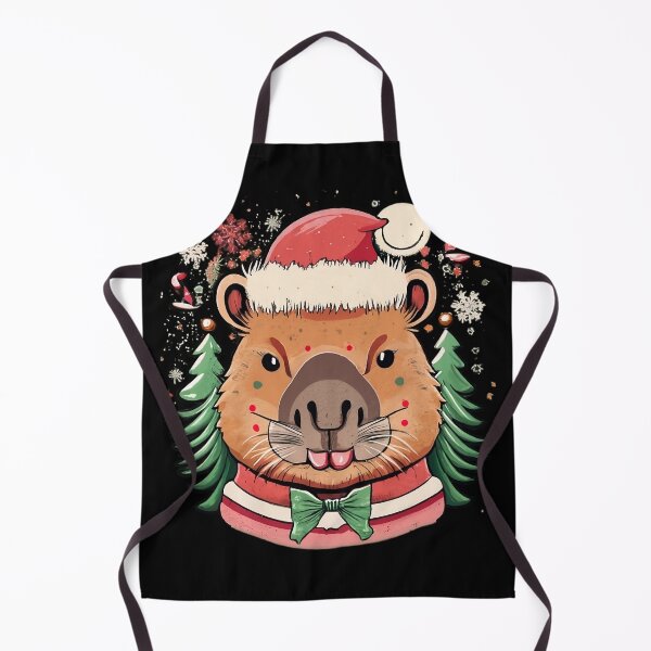 Item preview, Capybara Christmas Style in a Santa Claus Hat and Outfit with Green Christmas Bow Tie designed and sold by VoyteksDesigns.