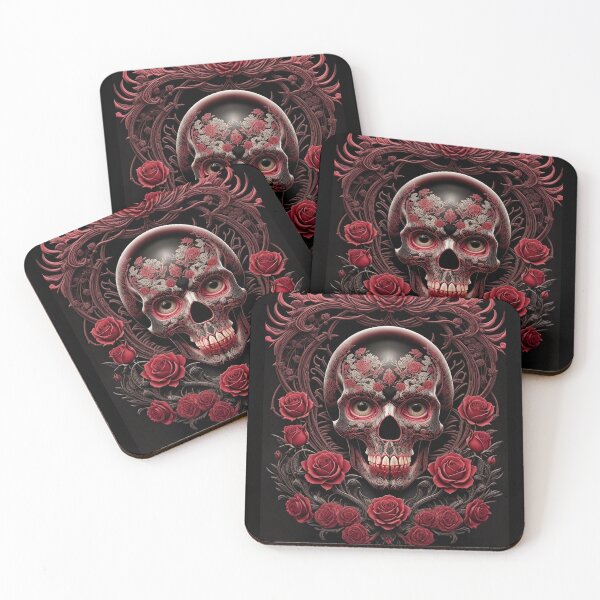 Item preview, Human skull made of red roses designed and sold by Fantasymachine.