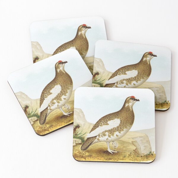 Item preview, Rock Ptarmigan lagopus rupestris atkhensis Bird of Alaska (#1 of 2) vintage watercolor birdwatching gift designed and sold by ElegantTeaTime.