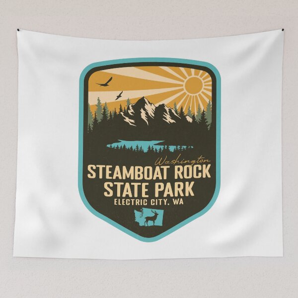 Item preview, Steamboat Rock State Park Washington - WA Retro Badge Forest and Wilderness  designed and sold by mountainfad.