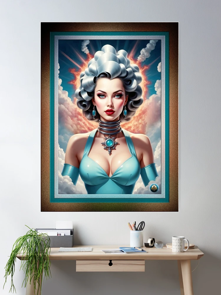 Atomic Age Fashion Barbenheimer Retro Fusion Fantasy AI Concept Art Portrait by Xzendor7 Room Decor Poster Art Print