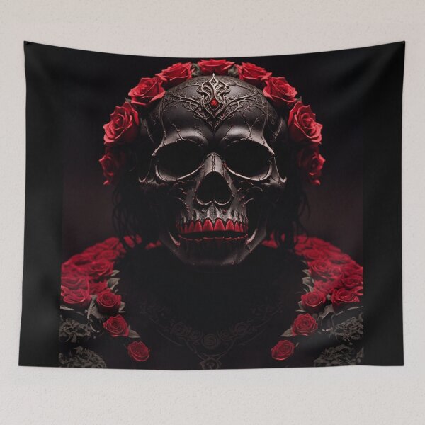 Item preview, Human skull made of red roses designed and sold by Fantasymachine.